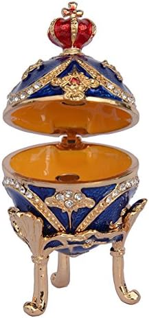 Mixdom Big Globe Faberge ovo de bugiganga caixa de jóias caixa pintada à mão Caixa decorativa com tampa de tampa dobrável portador de anel de tampa colecionável