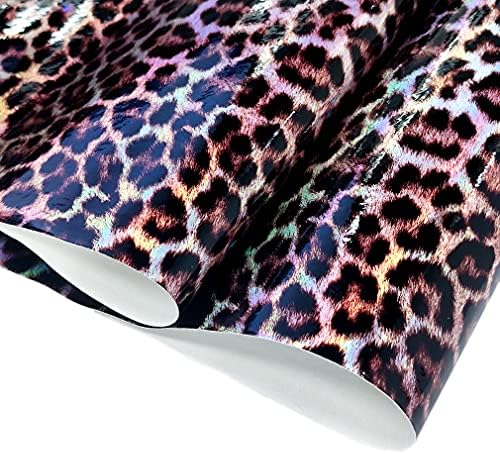 Hyang holográfico leopardo Pu Faux Leather 1 roll 12 x53, couro falso muito adequado para artesanato fazendo brincos de couro, arcos,