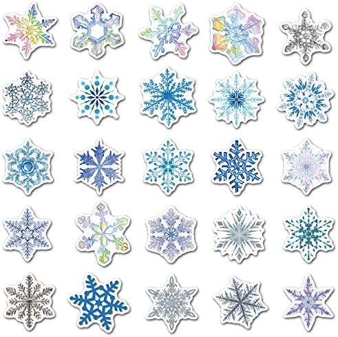 Adesivos de floco de neve para decoração de inverno 50 pcs vinil de vinil de inverno de inverno snowflake adesivos de natal