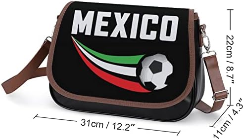 México Bandeira de futebol clássico Mensageiro Bola Crossbody Handle Bag PU Moda de couro