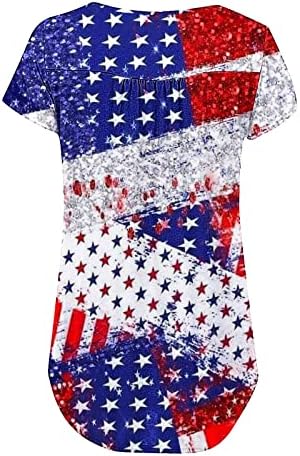 4 de julho Tunic Tops for Women USA Flag Bandy Hiding Tshirts Shirts Summer Casual Sleeve Button Up Up Blushs