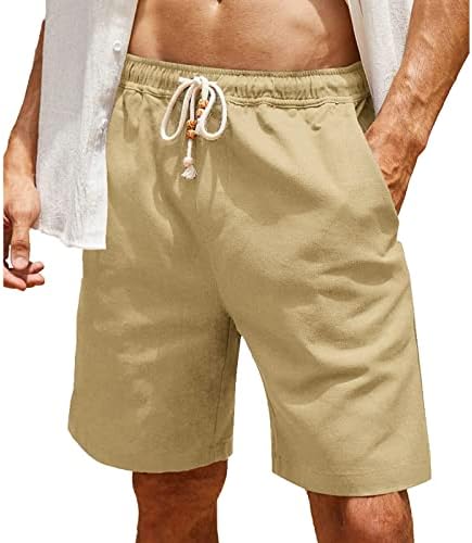 Shorts elegantes para homens shorts masculinos Lace de algodão Up Pocket Casual calças de bolso shorts elásticos de cintura