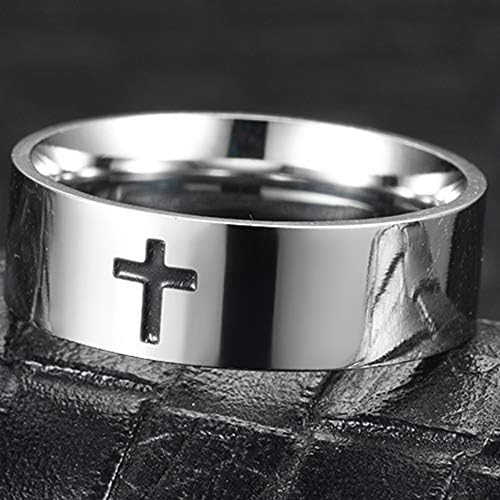Jude Jewellers de 8mm de aço inoxidável clássico simples cristão transruído cross religioso anel de casamento