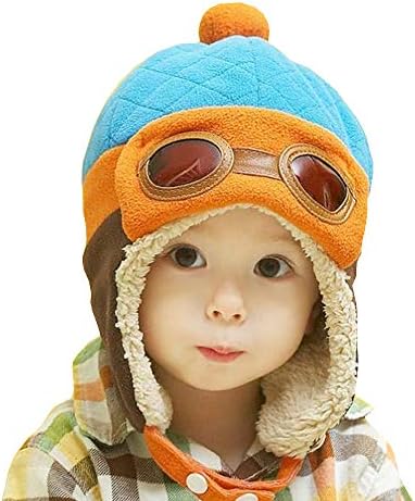 Crianças pequenas meninas e meninos crochê chapas de ouvido com chapéus piloto bap bap winter malha quente tampa de