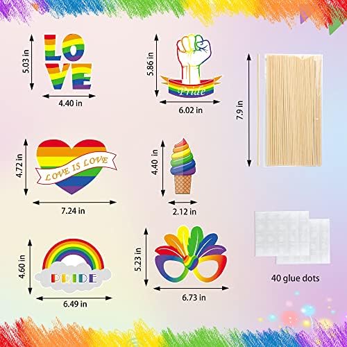 LUCLEAG 26 PCS Rainbow Party Photo Booth Props Set, Love Is Love Photo Props Gay Pride Photo Booth Props Set, Selfie
