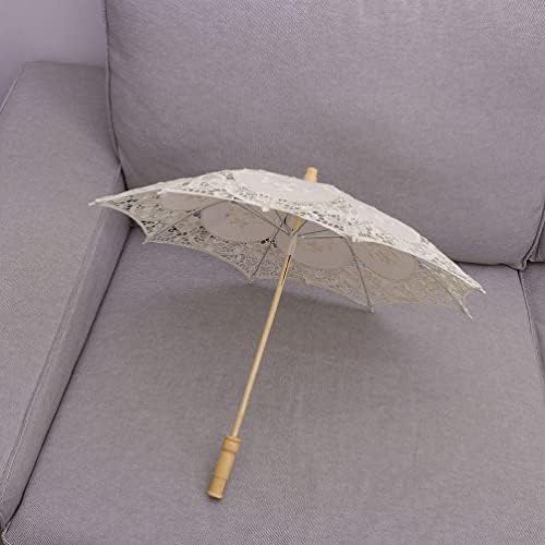 Totority Lace Umbrella, Lace Parasol Umbrella vintage 15cm Casamento Bridal White Umbrella Craft Parasol Ornament