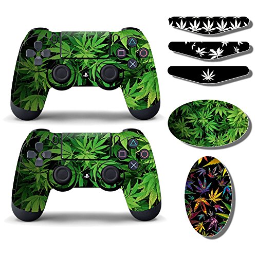 Maconha maconha folhas de ervas daninhas capa de adesivo de decalque de pele para playstation 4 e playstation4 slim dualshock 4