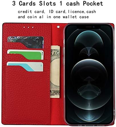 Jaorty Wallet Case para iPhone 12/iPhone 12 Pro, com slots de cartão de bloqueio de RFID, enrolador de fone de ouvido, fechamento