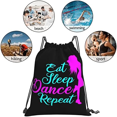 Eat Sleep Dance UnisEx Drawstring Gym String Back Backpack Backpack Backpack à prova d'água Sack Durável Pack Sport