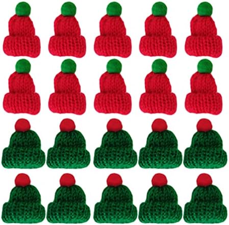 Kisangel 20pcs Mini chapéu de tricotar de Natal pequeno Papai Noel Hat chapéu de Natal Chapéu Mini -Chapéu para Diy Christmas Doll Crafts