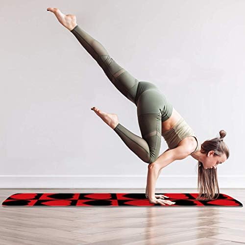 UNICEY GRESSO EXERCÊNCIO NÃO DESLIONADO E APENDIDADE 1/4 tapete de ioga com impressão quadrada de mosaico de coração de amor preto vermelho para ioga Pilates e exercício de fitness de piso