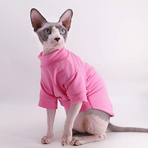 Sphynx Cat Cat Cotton Tshirts Roupas de estimação, camisetas de gatinho de pulôver com mangas, gatos e cachorros de vestuário de vestuário sólido, rosa nova)