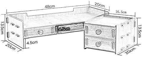 ASDFGH Monitor ajustável Stand Wood Desk Organizador, 2 níveis Monitor A altura da altura do suporte