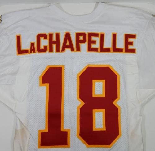 1996 Kansas City Chiefs Sean Lachapelle 18 Jogo emitiu White Jersey 40 DP16385 - Jerseys de Jerseys usados ​​na NFL não assinada