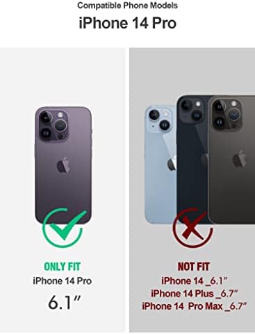 Caso de revolução poética para o iPhone 14 Pro 6,1 polegadas, [20 pés de grau de mil de forma testado], cobertura protetora à prova de choque robusta de corpo inteiro com kickstand e protetor embutido na tela, preto