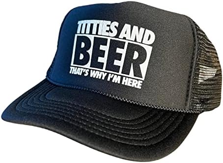 Peitores e cerveja é por isso que estou aqui Snapback Trucker Hat for Men ou Women, Vintage Fit com gráficos engraçados de novidade, Custom Mesh Cap Black