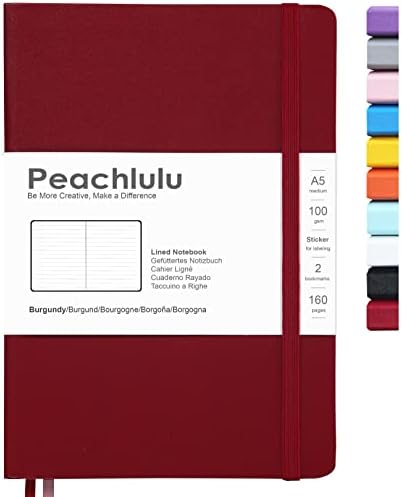 Caderno de capa dura de periódico forrado de Peachlulu 5,7 x 8 polegadas 100 gsm de papel de espessura 2 marcadores