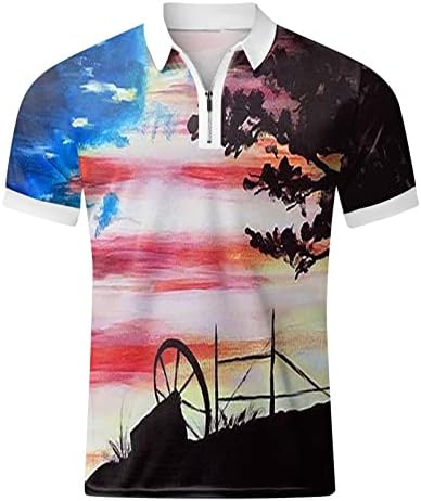 Ruiruilico American Flag Polo Camisetas para homens 4 de julho Camas de camisetas patrióticas de verão Polos de esportes