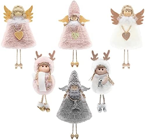 Skylety 6 peças Angel Ornamentos de Natal Doll Decorações penduradas Decorações de pelúcia Decorações de pelúcia