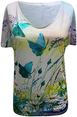 Camisetas de impressão de borboleta gradiente de senhoras