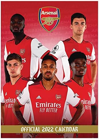 Gunners Official Arsenal Soccer Jogador 2022 Calendário, Calendário de Gunners 2022 de cor A3, Multi