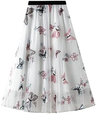 Vestidos para mulheres 2023 Saias de malha bordadas vintage Empire Waist Casual Flowy A-Line Party Pleated Midi Skirt