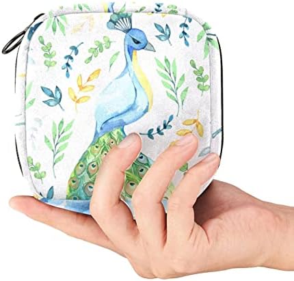 Pavão aquarela, estilo menstrual para a escola, os tampões coletam bolsa para mulheres meninas, sacos de descarte de guardanapo de guardanapo moles