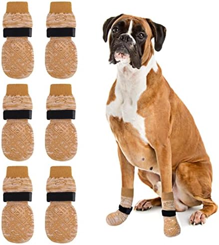 Meias BeautyZoo Dog para evitar lamber pisos de madeira - meias para cães grandes pequenos - garotas laterais duplas controle de tração não deslize meias de deslizamento para cachorros de cachorro, cão sênior, protetor de pata
