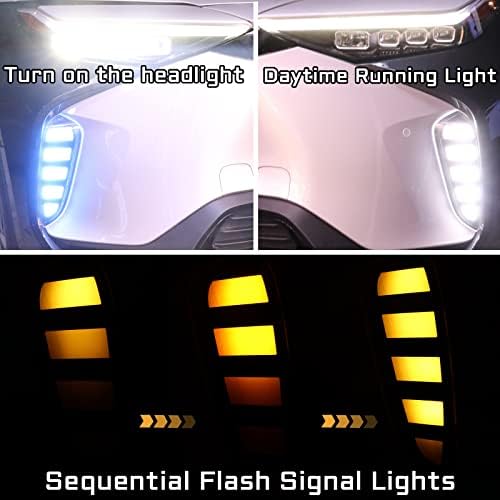 Pgtopone switchbackback back/âmbar led de nevoeiro dianteiro dianteiro diurno lâmpada com flash dinâmico led sinalizador
