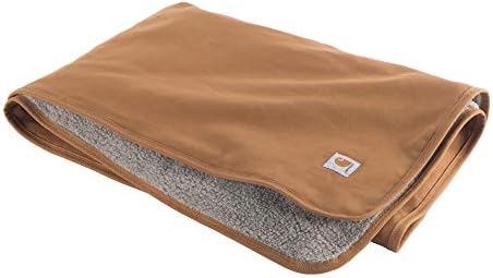 Carhartt Firm Duck Sherpa forro coberto, cobertor reversível de estimação com revestimento repelente de água, carhartt marrom e pato firme e isolada de cachorro casaco marrom/latão