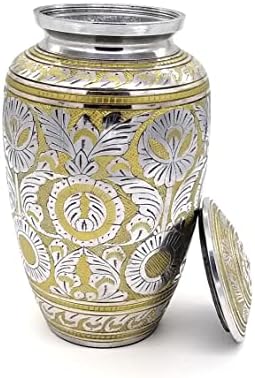 Urna de cremação de prata e ouro de qualidade premium da Inam para a urna funerária de cinzas adultas adequada para enterro