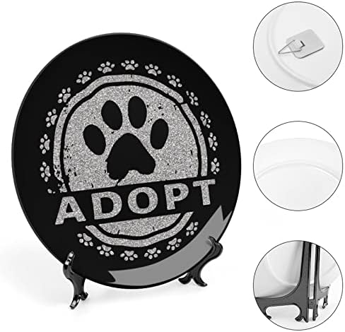 Adote um prato decorativo de pawcerâmico com cães com stand Plate Custom China Home Plate for Home Living Room Kitchen