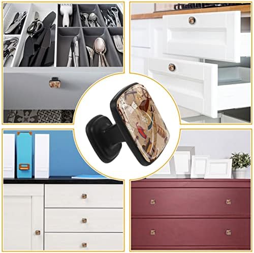 4 peças botões de armário de papagaio náutico gaveta de tesouro puxadores para armário de banheiro de armário de cozinha, quadrado
