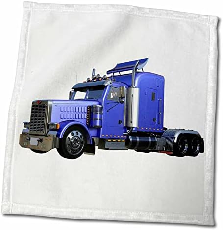 3drose Metallic Blue Semi Truck em três quartos de vista - toalhas