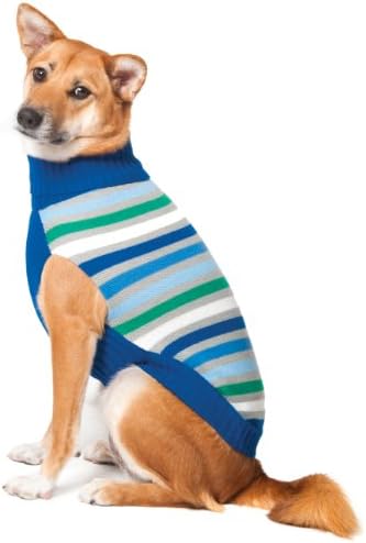 Moda Pet Lookin Bom suéter listrado de gola alta para cães, pequeno, azul