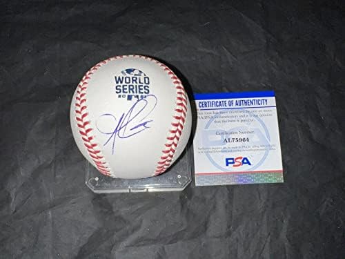 Ozzie Albies assinou a superestrela dos campeões de beisebol da World Series da World Series PSA/DNA - bolas de beisebol autografadas