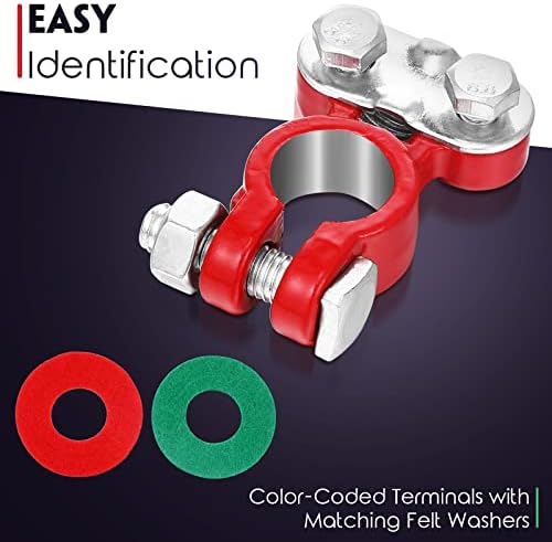 4 peças Terminais da bateria conector 2 pacotes de zinco banheira de bateria de bateria terminal Terminal superior 2 pares Anti -corrosão