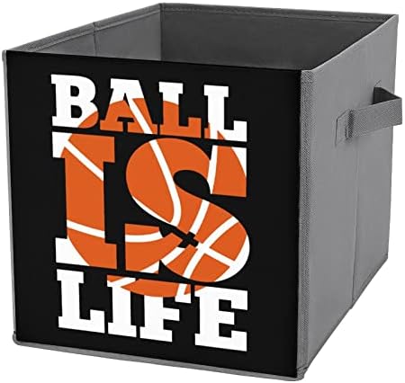 Basquete é Life PU Couather Couather Bins de armazenamento Cesta de organizador de cubos de lona com alças