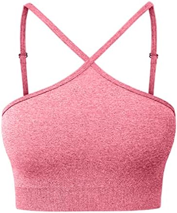 Hyz Women's Feminless Works Gym Crop Top Ajuste Straps Sports Sports com acolchoado removível