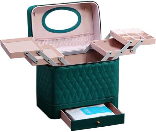Saco de cosméticos viajantes com espelho, caixa de maquiagem da caixa de maquiagem, caixa de armazenamento multifuncional da caixa de maquiagem da Lady, caixa de armazenamento multifuncional （832 rosa）