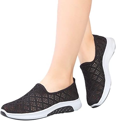 Tênis de mulheres sapatos casuais Sapatos respiráveis ​​Sapatos planos de malha em tênis para mulheres com espuma de memória