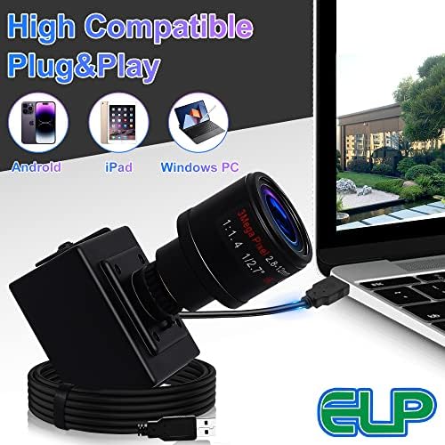 Câmera USB ELP para Computador 2,8-12mm Lens Varifocal HD 1080p Manual de Zoom da Webcam Câmera para Windows Linux Mac Raspberry