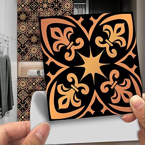 Adesivos de telha de 20pcs de cendray, adesivo de azulejo retro de ouro preto para cozinha de banheiro, estilo de decoração