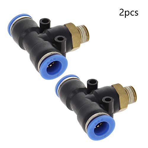 OTHMRO PLÁSTICO Push para conectar os acessórios de tubo 10mm ou 0,39 od x g16.2 rosca macho push bloqueio azul 5pcs