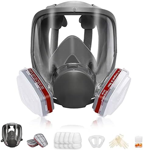Máscara de respirador reutilizável em face completa - Respirador químico de poeira de gás orgânico com filtros extras para
