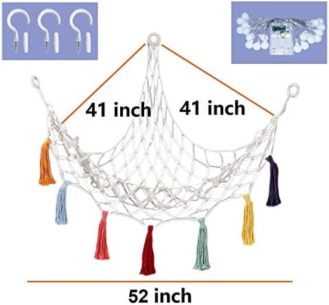 Potwiy Rede de animais de pelúcia ou rede, pendurado macrame de hammock de laço de laço de pet -tear para animais de pelúcia,
