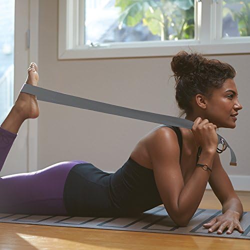 Gaiam Yoga Strap Premium Athletic Stretch Band com alça de fivela de anel D metal ajustável | Exercício e alongamento de fitness para ioga, pilates, fisioterapia, dança, exercícios de academia