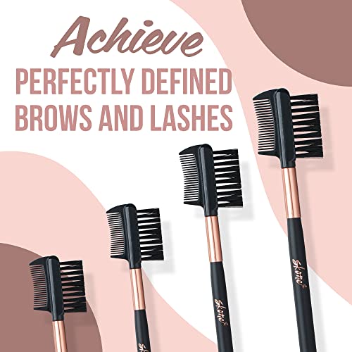 Skone Cosmetics Brow/Lash Brush - Luxe Premium Gold Rose Rose e Brush Synthetic Eyebrow - Brush de cílios de nylon