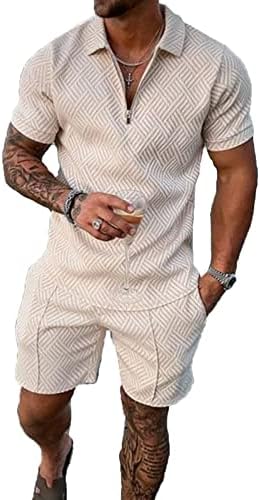 Bundman Mens Short Sets 2 peças roupas pólo camisa moda moda de verão shorts definidos para homens e conjunto casual
