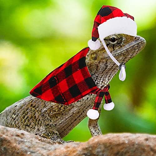 Jotfa 4 peças Trajes de dragão barbudo de Natal, Lizard Christmas Hats Bandanas Costume de Natal para animais de estimação